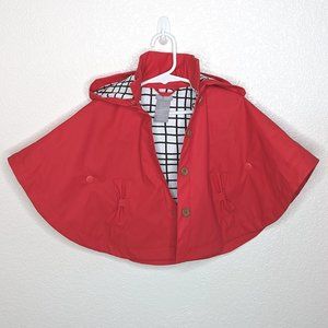 NWOT "Tahari" Red Rain Cape w/Black & White Contrasting Lining & Hood (12M)